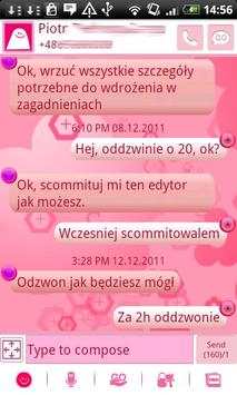 GO SMS Pink Floral Theme screenshot 2