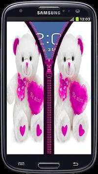 Pink Teddy Bear Zipper Lock Screen Prank screenshot 1