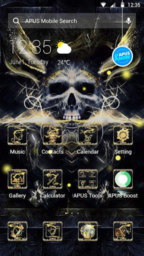 Golden Cool Skull- APUS launcher theme&wallpaper screenshot 2