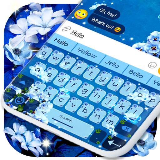 Blue Flowers Keyboard 🌼 Flower Theme Keyboards 2.4.7