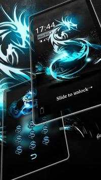 Neon Blue Dragon Phone Locker Theme screenshot 3