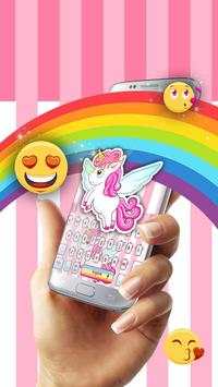 Pink cartoon cute unicorn keyboard screenshot 3
