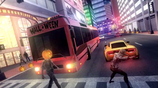 Halloween Monster City Bus: Night Racing Sim 2018 screenshot 4