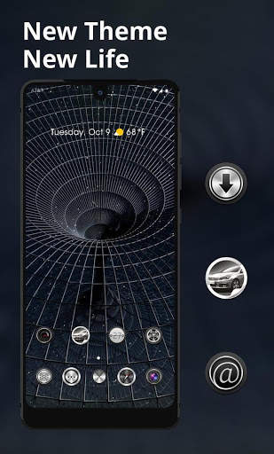 Black liquid metal channel Galaxy M20 Tech theme screenshot 1