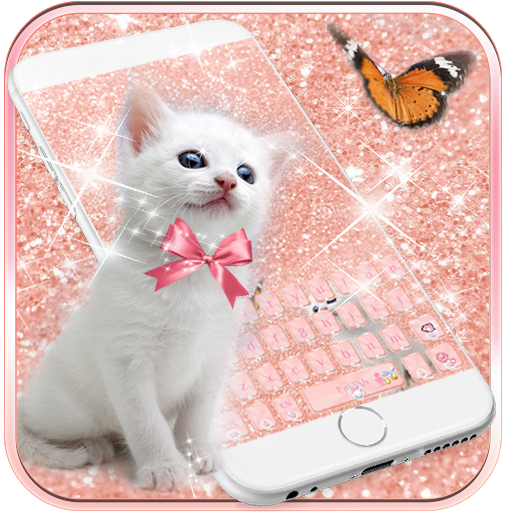 ikon Lucu kucing Keyboard tema Rose gold Kitty