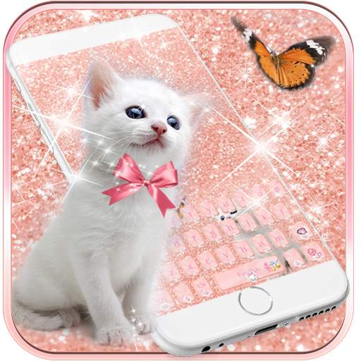 Lucu kucing Keyboard tema Rose gold Kitty 10002000