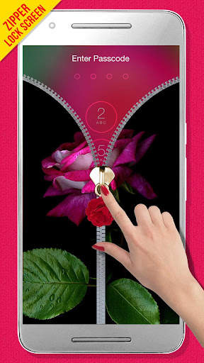 Pink Rose Zipper Lock Screen screenshot 1