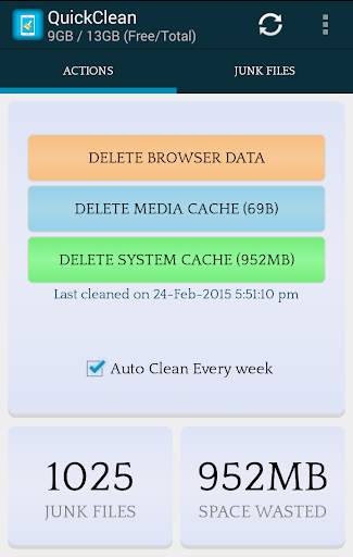 QuickClean Lite-Memory Cleaner screenshot 1