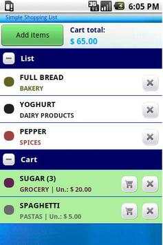 Simple Shopping List screenshot 1