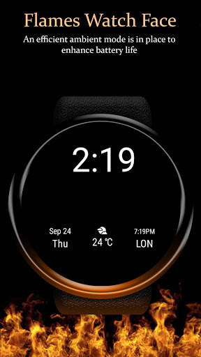 Flames Watch Face - Wear OS Smartwatch - Animated screenshot 4