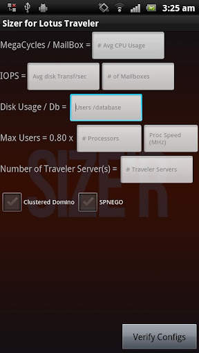 Lotus Notes Traveler - Sizer screenshot 3