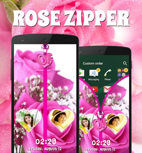 Rose Zipper Lock Screen screenshot 3