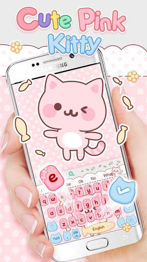 Cute Pink Kitty Keyboard screenshot 1