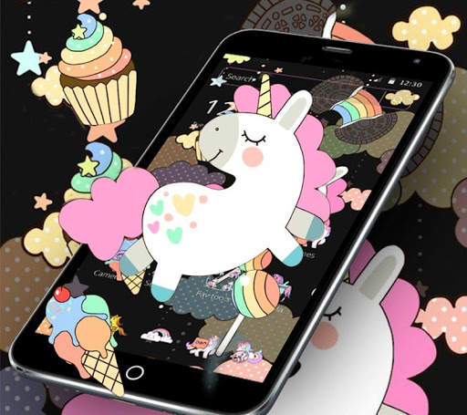 Black Cartoon Cute Unicorn Theme screenshot 1