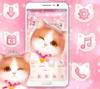 Cute Pink Fluffy Cat Theme screenshot 3