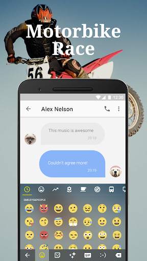 Motorbike Race Emoji Keyboard Theme for musically screenshot 1