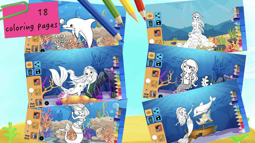 Mermaid coloring pages screenshot 5