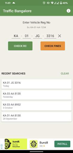 Traffic Bangalore: Check Fines screenshot 1