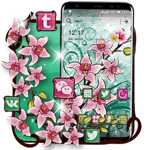 Pink Flower Painting Launcher Theme icon