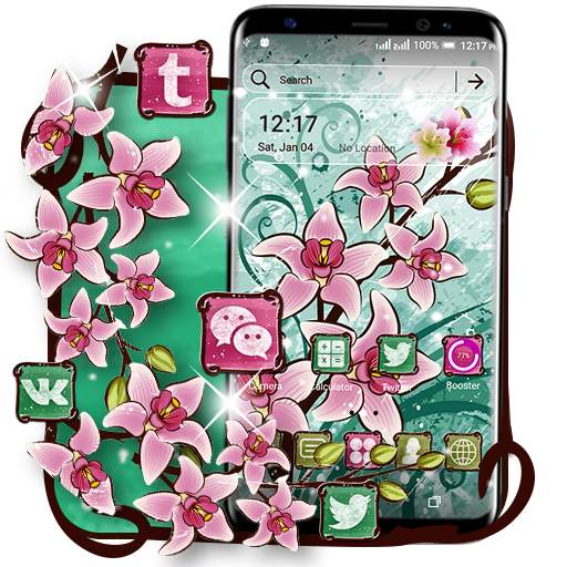 Pink Flower Painting Launcher Theme 1.0.1