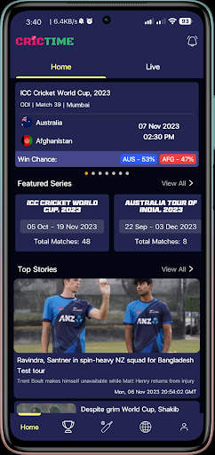 Cricktime - Live Cricket Score screenshot 1