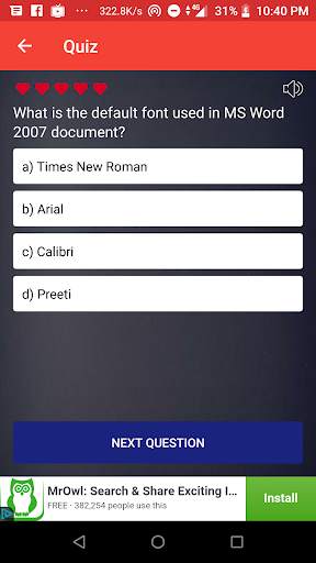 MS WORD MCQ & QUIZ screenshot 3