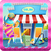 Hair salon cleaning games icon