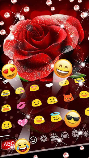 Red Glitter Rose Keyboard Theme screenshot 2