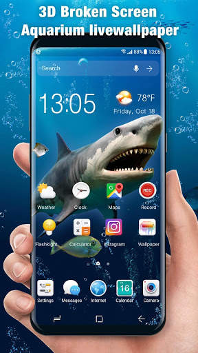 3D Broken Screen Ocean Live Wallpaper screenshot 1