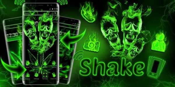 Green Neon Weed Skull Theme screenshot 4