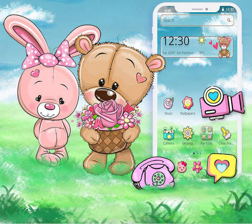 Lovely Teddy Bear Bunny Couple Theme🐰🐻 screenshot 2