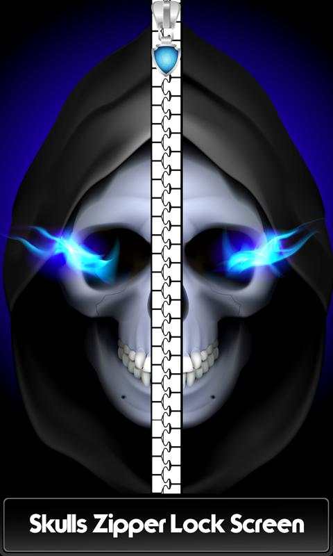 Skulls Zipper Lock Screen screenshot 1