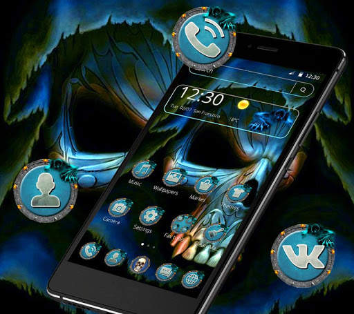Blue Horror Skull Theme screenshot 1