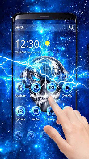 Blue Tech Skull Theme screenshot 1