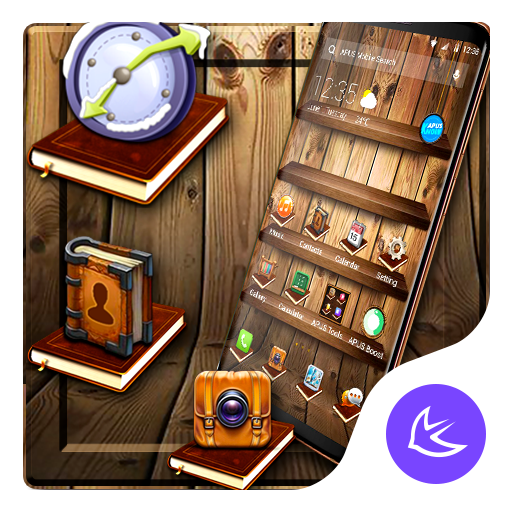 Wooden Bookshelf APUS Launcher theme icon