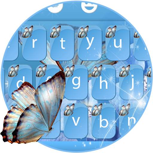 Blue Glitter Butterfly Keyboard Theme 1.0
