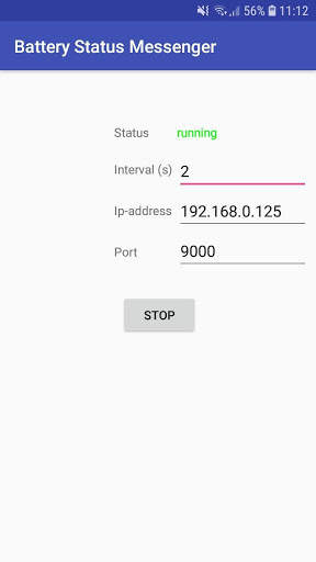Battery Status UDP Messenger screenshot 1