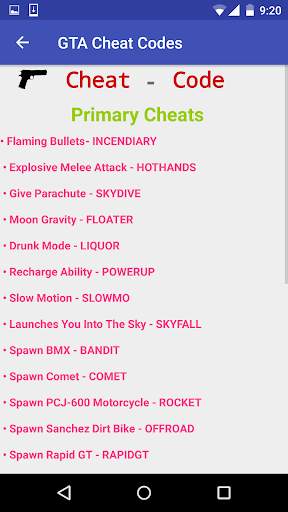 Cheat Codes for GTA screenshot 2