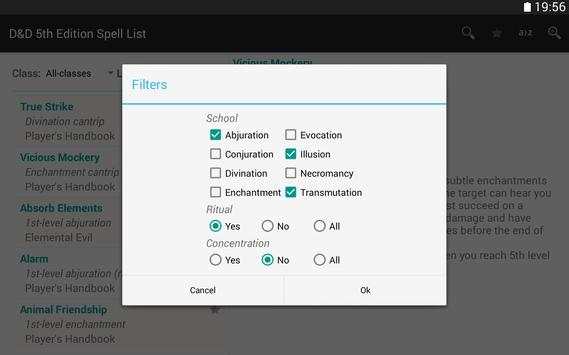 Fifth Edition Spell List Free screenshot 5