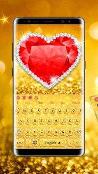 Shiny beautiful love diamond gold keyboard theme screenshot 1