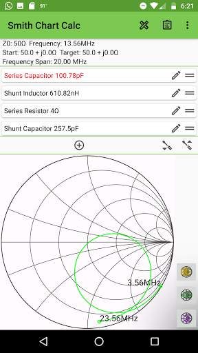 Smith Chart Matching Calc 4 تصوير الشاشة
