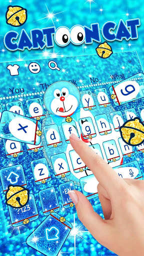 Blue Cartoon Cat Keyboard Theme screenshot 2