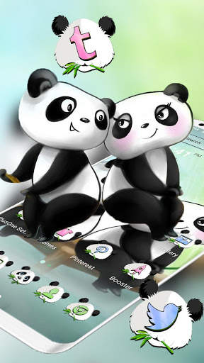 Cute Panda Love Theme Launcher screenshot 1