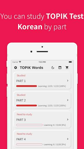 Korean vocabulary, TOPIK words screenshot 1