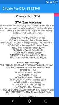 Cheats for GTA screenshot 2