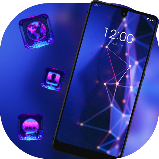Colorful theme Blue abstract dot line surface icon