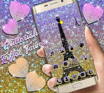 Eiffel Tower Shiny Glitter Theme 1 تصوير الشاشة