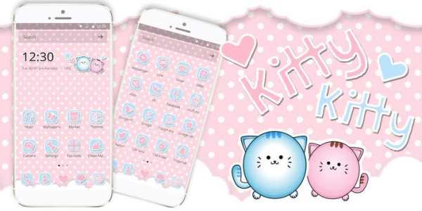 Cute Kitty Pink Cat Launcher Theme screenshot 4