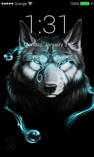 Wolf Lock screen Passcode, Neon Wolf HD Wallpaper screenshot 4