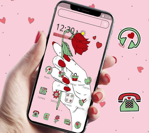 Gesture Pink Love Rose Theme💞 screenshot 1